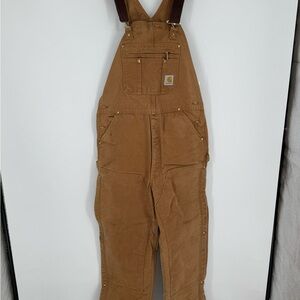 VTG Carhartt Double Knee Bibs Overalls Brown R41-Brn Men’s 38 X 34 Work Farm G9